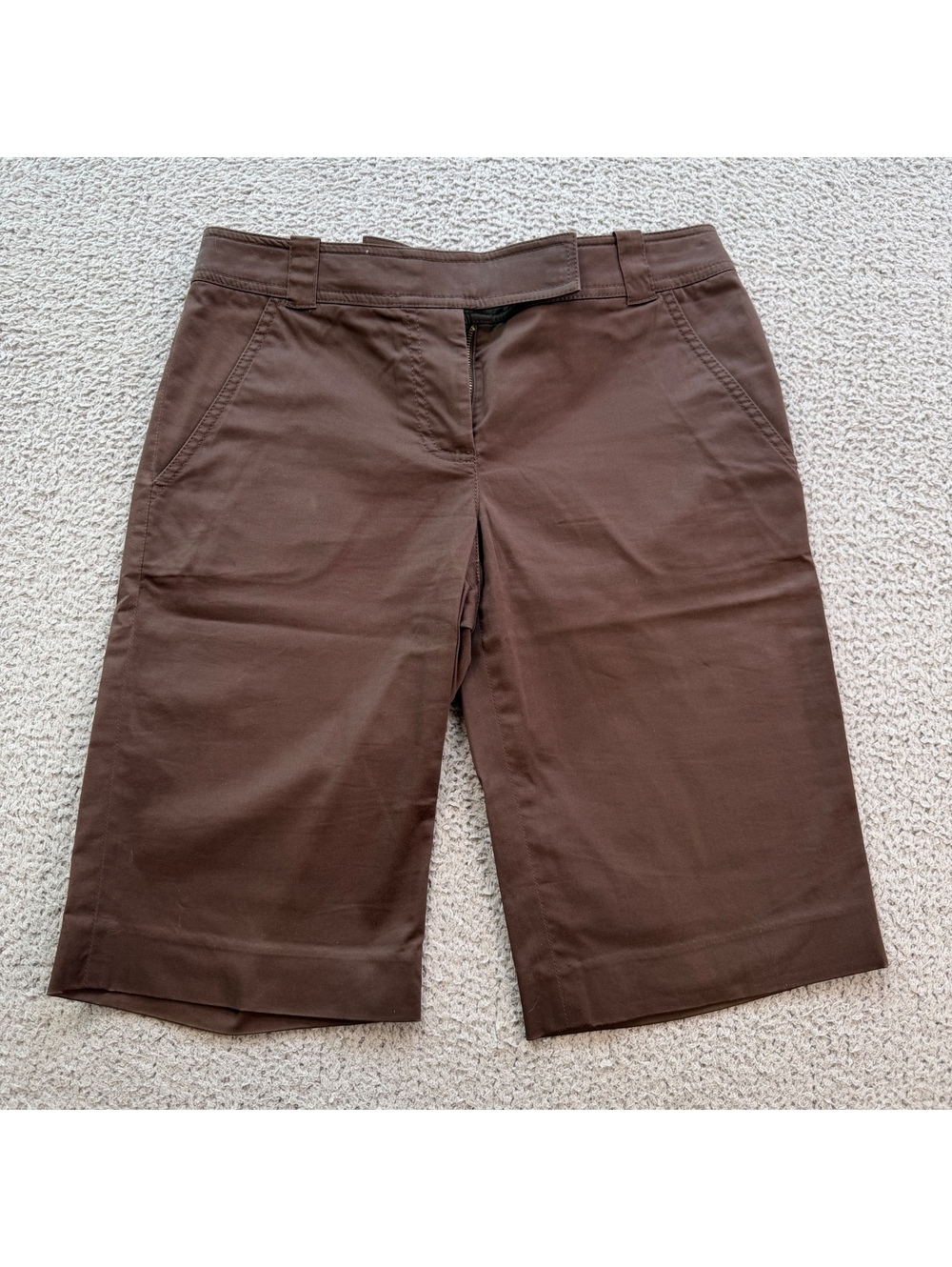 Tory Burch Brown Stretch Cotton Bermuda Walking Shorts Women’s Size 2